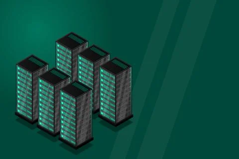 Mainframe, powered server, high technology concept, data center, cloud data s Stock Illustration