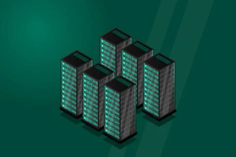 Mainframe, powered server, high technology concept, data center, cloud data s Stock Illustration