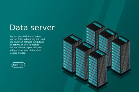 Mainframe, powered server, high technology concept, data center, cloud data s Illustrazione stock