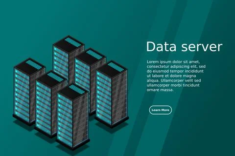 Mainframe, powered server, high technology concept, data center, cloud data s Stock Illustration