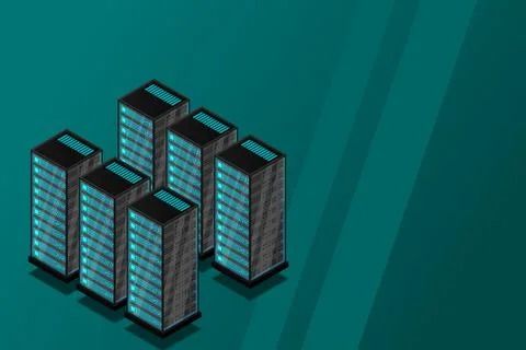 Mainframe, powered server, high technology concept, data center, cloud data s Stock Illustration