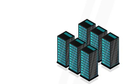 Mainframe, powered server, high technology concept, data center, cloud data s Stock Illustration