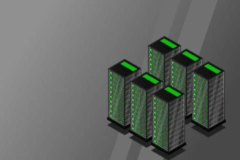 Mainframe, powered server, high technology concept, data center, cloud data s Illustrazione stock