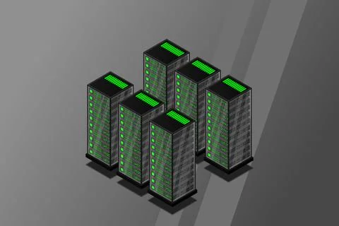 Mainframe, powered server, high technology concept, data center, cloud data s Illustrazione stock