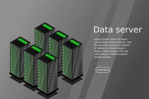Mainframe, powered server, high technology concept, data center, cloud data s 스톡 일러스트