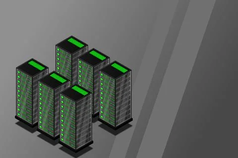 Mainframe, powered server, high technology concept, data center, cloud data s Illustrazione stock
