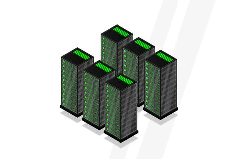 Mainframe, powered server, high technology concept, data center, cloud data s Stock Illustration