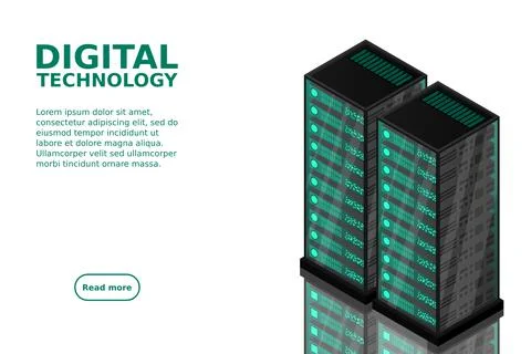 Mainframe, powered server, high technology concept, data center, cloud data s Illustrazione stock