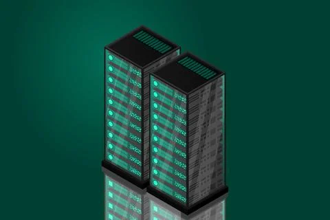 Mainframe, powered server, high technology concept, data center, cloud data s Stock Illustration