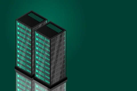 Mainframe, powered server, high technology concept, data center, cloud data s Stock Illustration