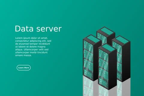 Mainframe, powered server, high technology concept, data center, cloud data s Illustrazione stock