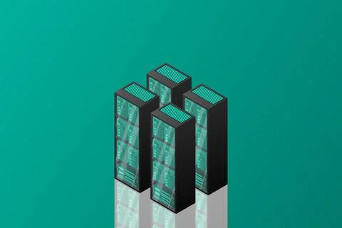 Mainframe, powered server, high technology concept, data center, cloud data s 스톡 일러스트