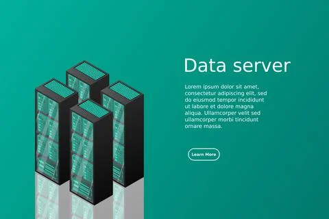 Mainframe, powered server, high technology concept, data center, cloud data s Illustrazione stock