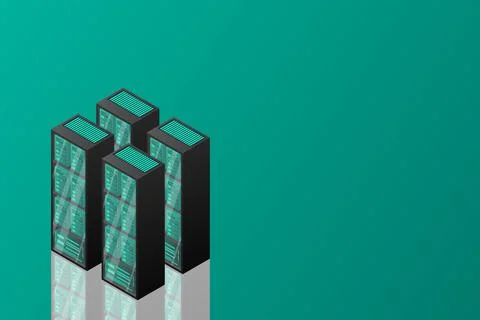 Mainframe, powered server, high technology concept, data center, cloud data s Illustrazione stock