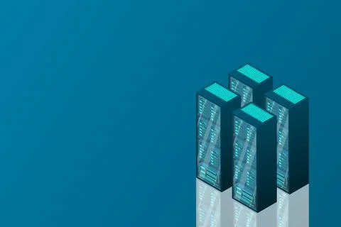 Mainframe, powered server, high technology concept, data center, cloud data s Illustrazione stock