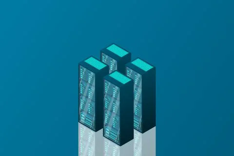 Mainframe, powered server, high technology concept, data center, cloud data s Stock Illustration