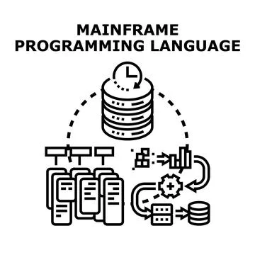 Mainframe programming language developing system software illustration イラスト素材