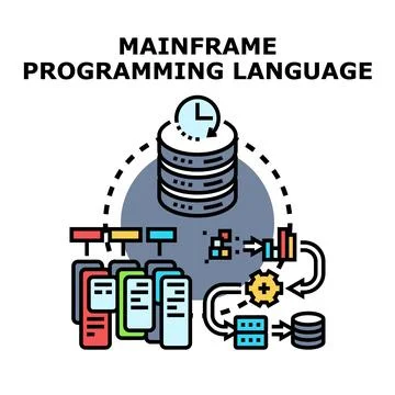 Mainframe programming language developing system software illustration イラスト素材