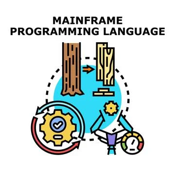 Mainframe programming language development concept Ilustración de archivo