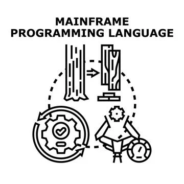 Mainframe programming language development concept Illustrazione stock
