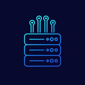 Mainframe, remote server, vector line icon Stock Illustration