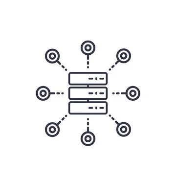 Mainframe, server, hosting service linear icon on white Stock Illustration