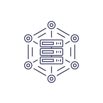 Mainframe, server or hosting service line icon Stock Illustration