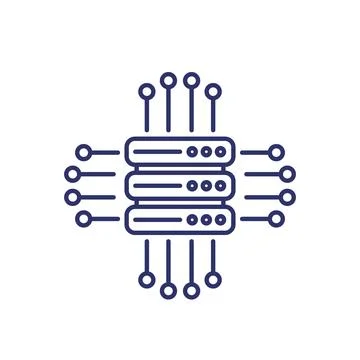 Mainframe, server or hosting service line icon Stock Illustration