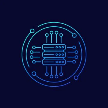 Mainframe, server or hosting service icon, linear Stock Illustration