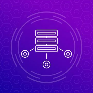 Mainframe, server or hosting service line vector icon 스톡 일러스트