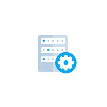 Mainframe, server settings, vector flat icon Stock Illustration