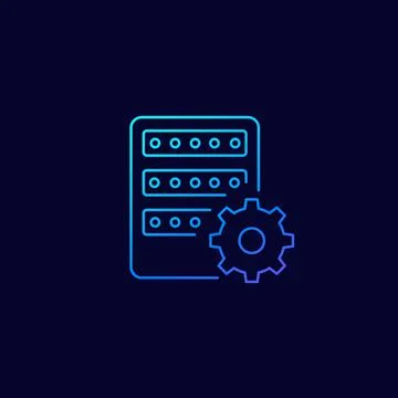 Mainframe, server settings, vector linear icon Stock Illustration