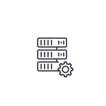 Mainframe, server vector linear icon on white 스톡 일러스트