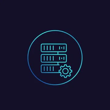 Mainframe, server vector linear icon Illustrazione stock