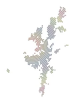 Mainland dotted map. Digital style shape of Mainland. Tech icon of the isla.. Illustrazione stock