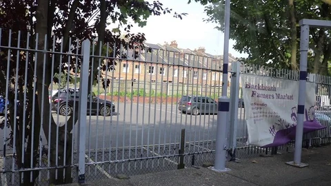 Mainline train pulling into Blackheath station Stock Footage 93866820