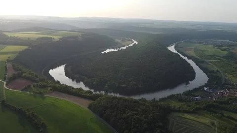 Mainschleife ('Main-Loop') at Urphar - [1080p/2K/30fps] - Zoom-In-Clip Stock Footage 242630188