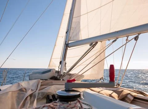 Mainsheet on the sailing boat Stock Photos