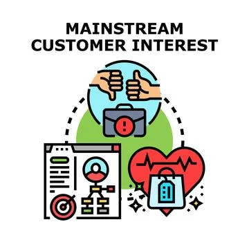 Mainstream customer interest research and analysis concept Stock Illustration