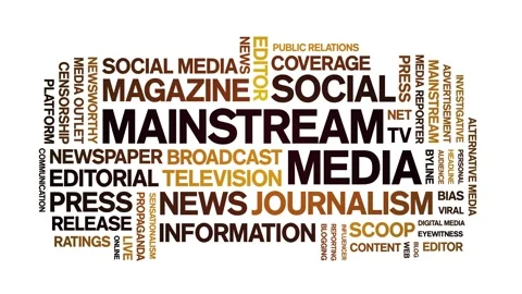 Mainstream Media animated word cloud,animation tag kinetic typography loop. Stock Footage 297753265