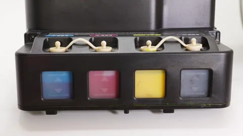Maintain and troubleshoot a color printer showing error lights during operation 動画素材 332215357