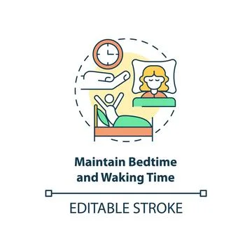 Maintain bedtime and waking time concept icon Stock Illustration
