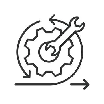 Maintain icon in line design. maintain, repair, fix, agile, process, improvement Stock Illustration