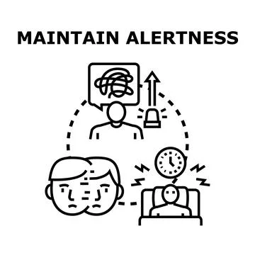 Maintaining alertness and focus, combating sleep deprivation Stock Illustration
