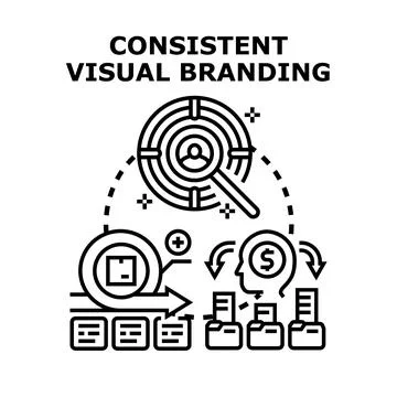 Maintaining consistent visual branding for effective marketing strategy Stock Illustration