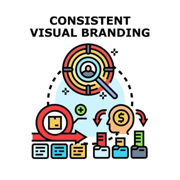 Maintaining consistent visual branding for effective marketing strategy Stock Illustration