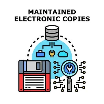 Maintaining electronic copies and digital data management process イラスト素材
