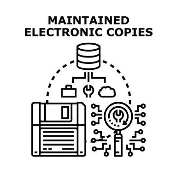 Maintaining electronic copies and digital data management process イラスト素材