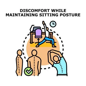 Maintaining good posture preventing discomfort while sitting Stock Illustration