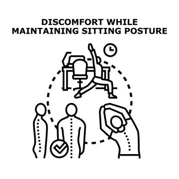 Maintaining good posture preventing discomfort while sitting Stock Illustration